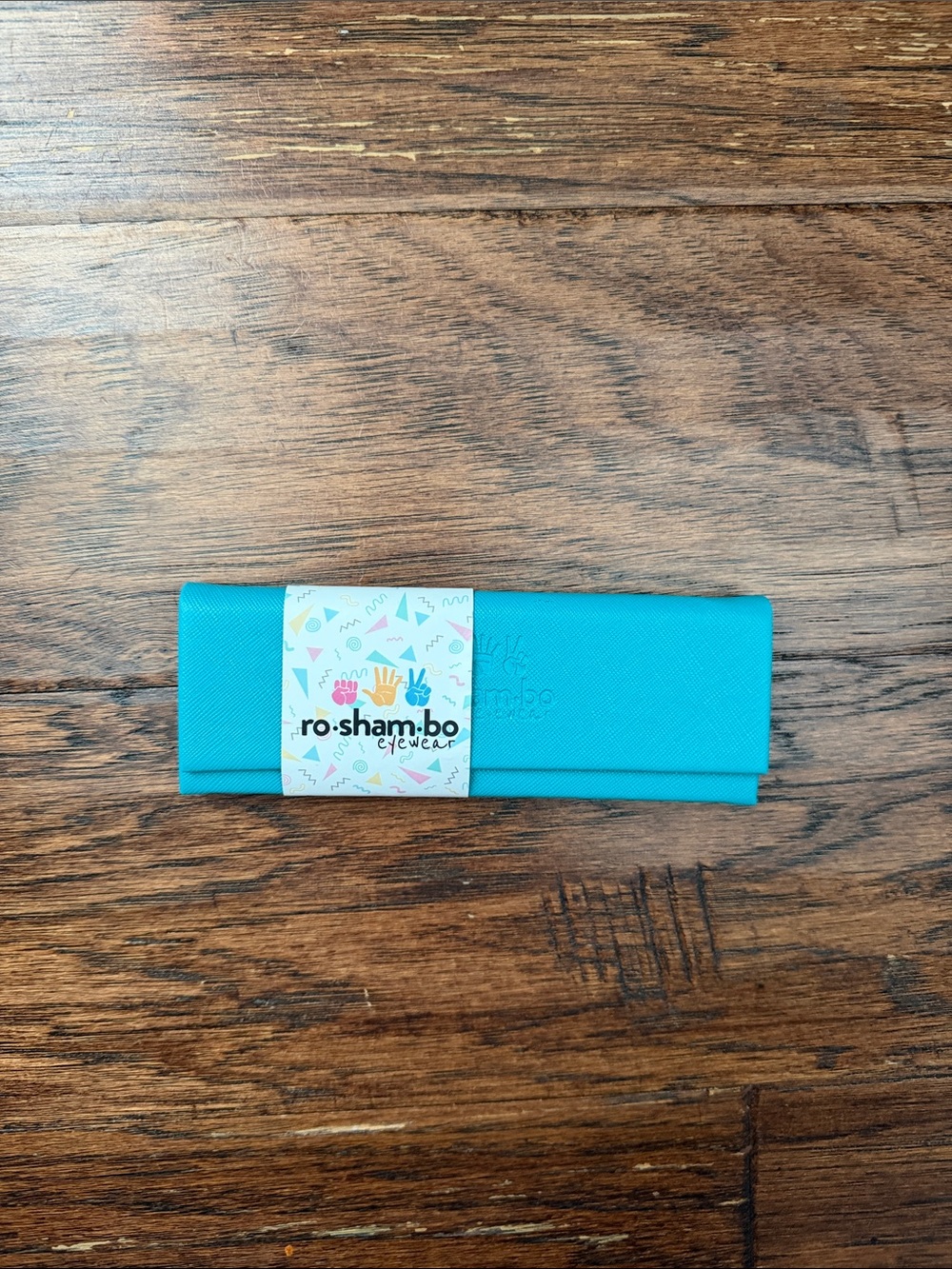 ro•sham•bo turquoise eyeglass case - new